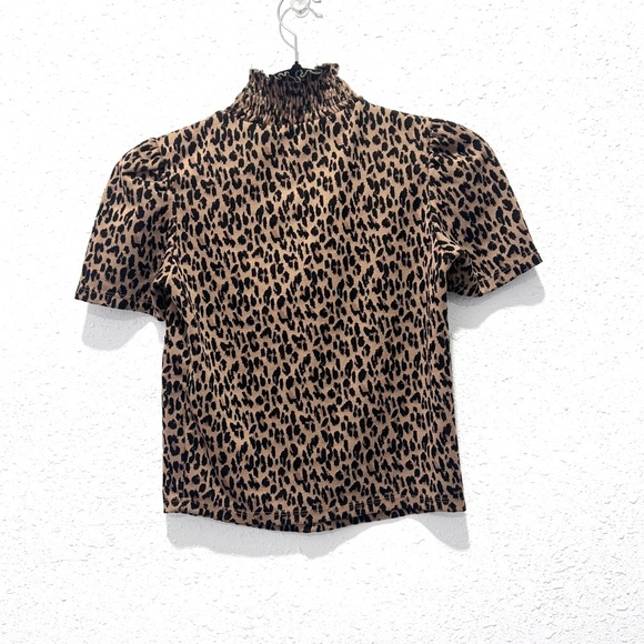 Zara Animal Print Puff Sleeve Blouse small - Picture 4 of 5